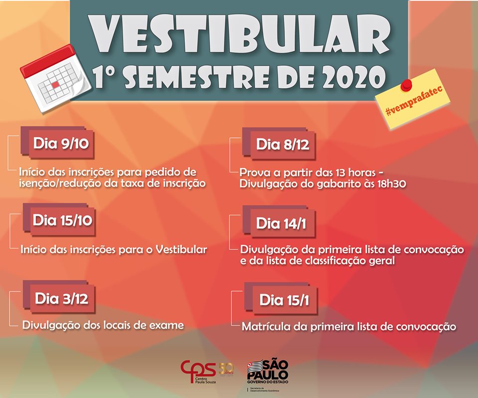 Foto da notícia Vestibular 1Âº Semestre 2020