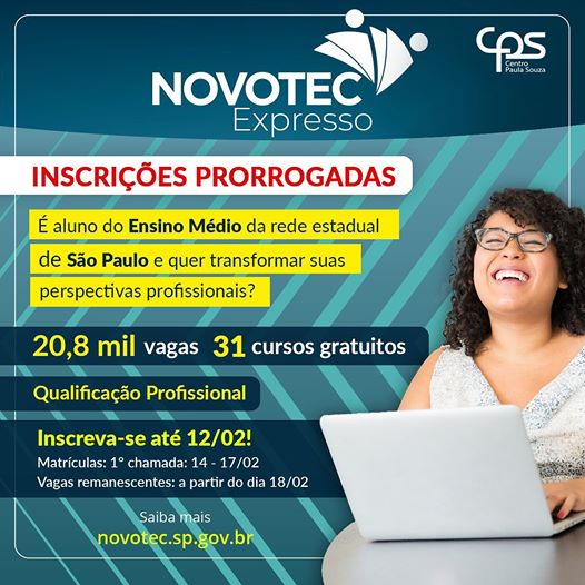 Foto da notícia Novotec Expresso - InscriÃ§Ãµes Prorrogadas