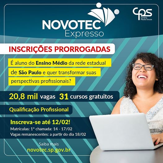 Foto da notícia Novotec Expresso - Inscrições Prorrogadas