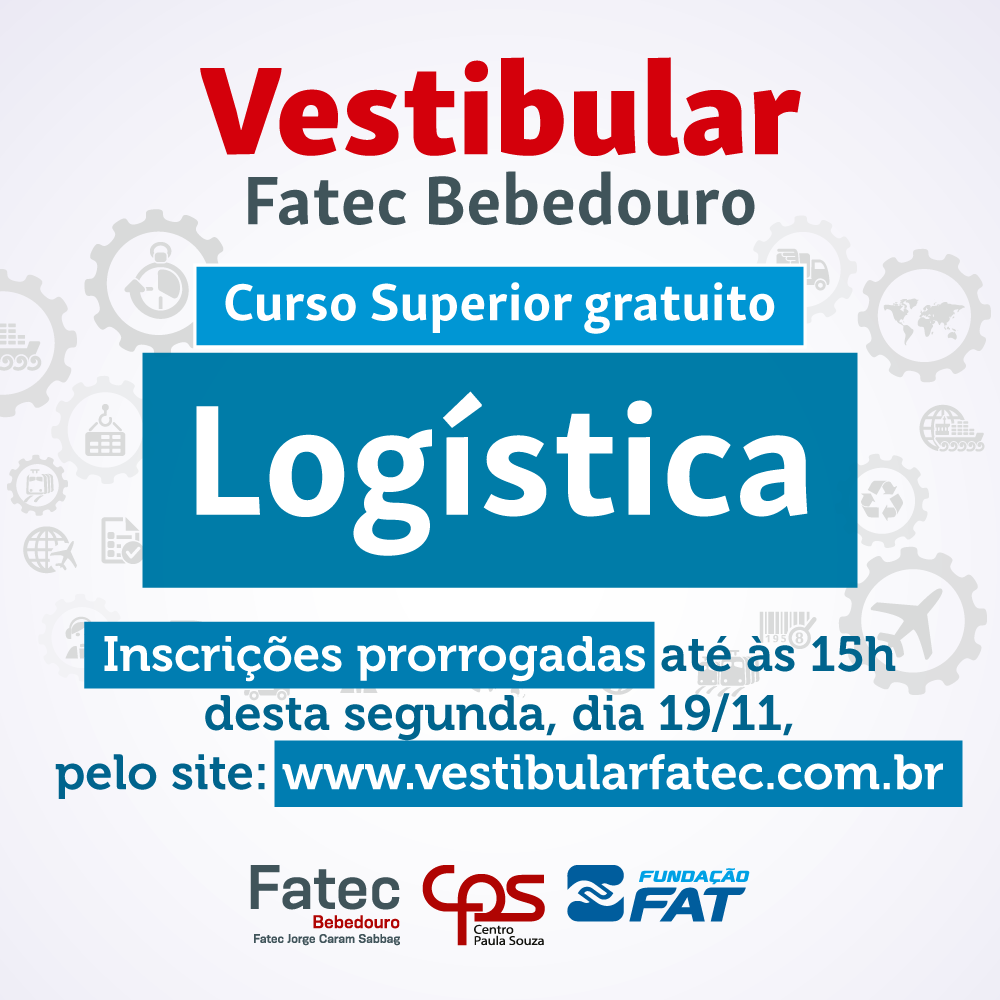 Foto da notícia Vestibular Fatec Bebedouro com as inscrições prorrogadas até as 15h do dia 19/11.