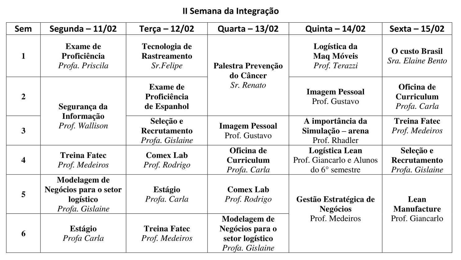 Foto da notícia II Semana de IntegraÃ§Ã£o